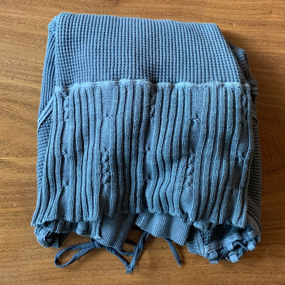 GRAY Free People Lace Up Thermal Sweater S M - Picture 4 of 4